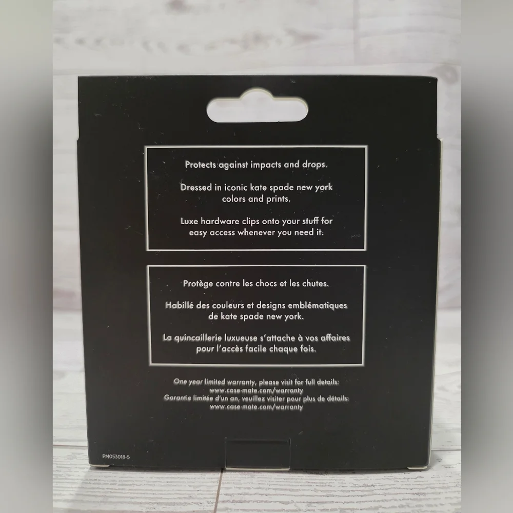 kate spade Black Protective Packaging with White Text